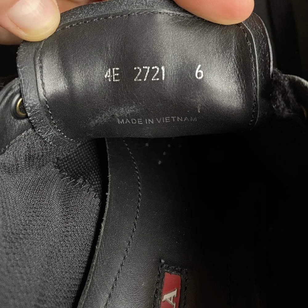 PRADA BLACK SHOES SNEAKERS UK 6 LEATHER NYLON MENS US 7 - Picture 10 of 10